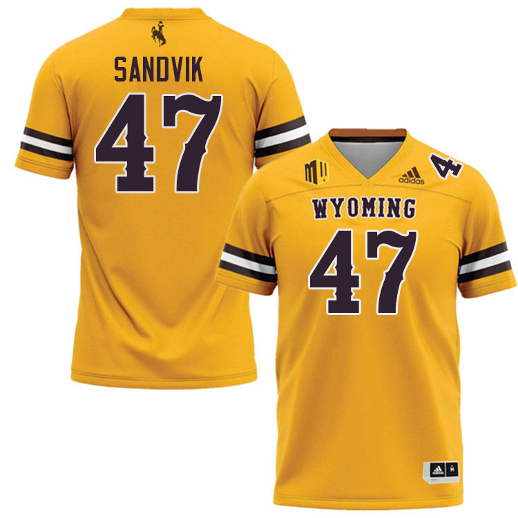 Wyoming Cowboys #47 Erik Sandvik College Football Jerseys,Uniforms-Gold